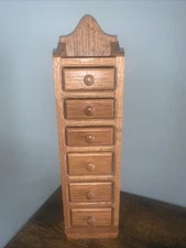 Vintage Solid Oak Apothecary Spice Tea Rack 6 Drawers for Wall or Counter