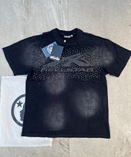 Hellstar Mens Black Graphic Logo Crew Neck Sh...