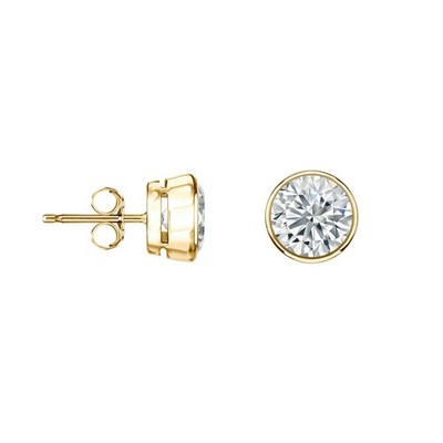 2,5 kt runde Laborgefertigte Diamant Ohrringe Ohrstecker massiv 14 K Gelbgold Druckeinfassung