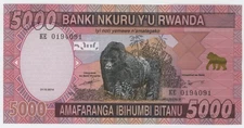 Rwanda 5000 Francs 1-12-2014 Pick 41 UNC Uncirculated Banknote Gorilla