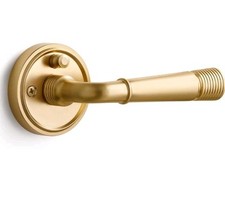2 Pack Gold Door Levers Privacy Satin Brass Interior Bath Bedroom Heavy Duty