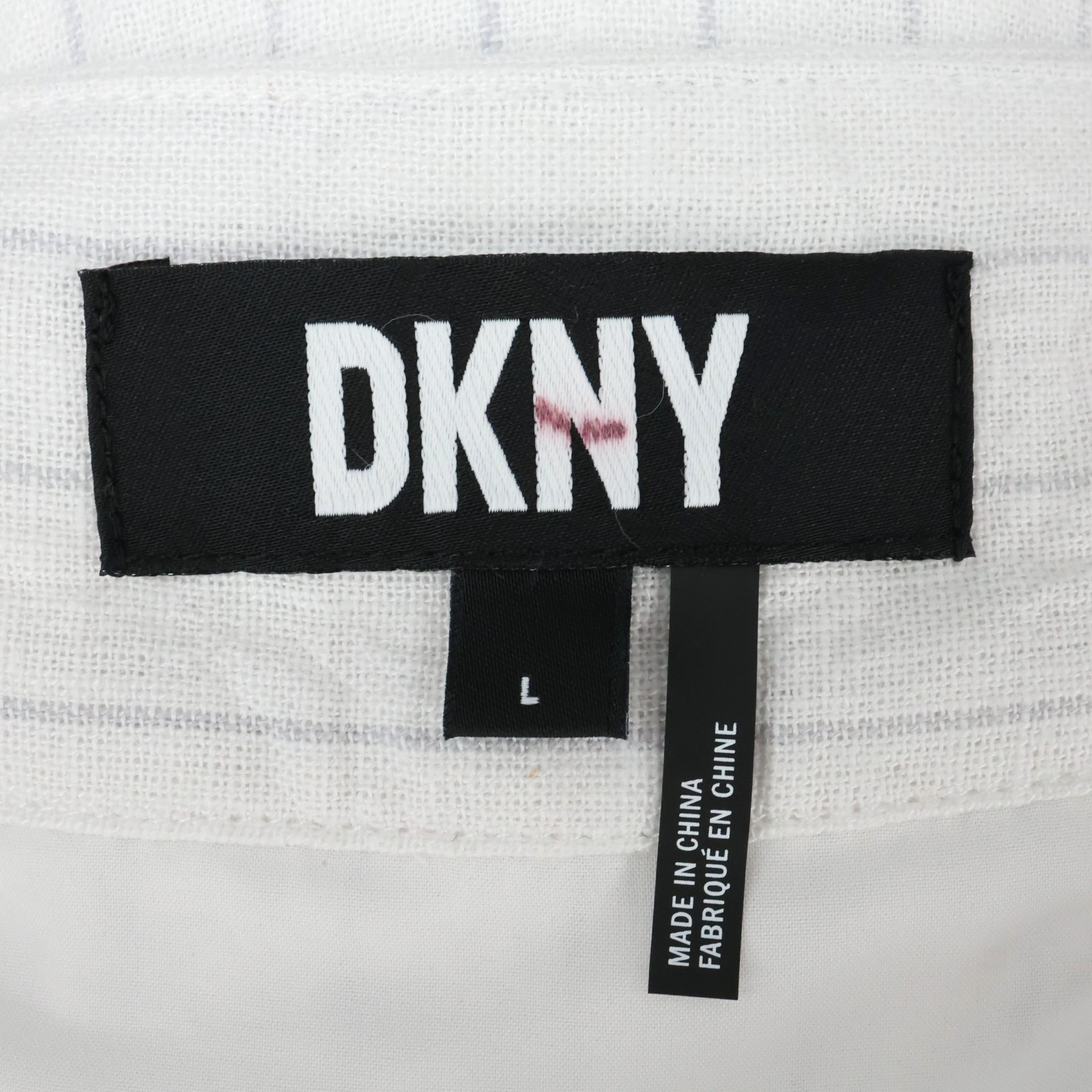 DKNY Dress Womens Large White Gray Stripe Linen Blend  Maxi Sundress Sheer Hem image 3