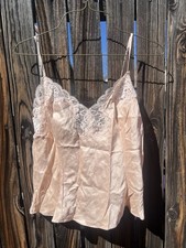 Vintage Victoria's Secret 100 Silk Lace Tank Top Camisole Light Pink Sz Medium