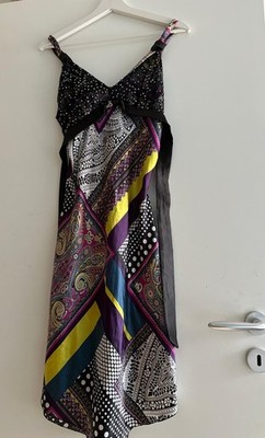 AKÈ Midikleid bunt Italienisches Design, Italienische Gr. 44, Pailettenbesatz