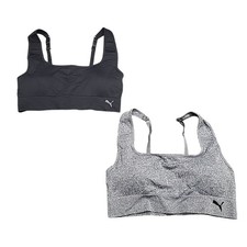 Puma Women's Set of 2 Seamless Wireless Sports Bra Black Gray Size X-Large