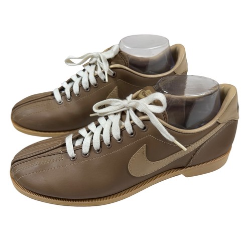 Vtg 80's Nike Bowling Shoes Brown Tan Leather Mens Sz 8.5 840406 EB Made Taiwan