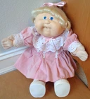 1987 CABBAGE PATCH KIDS CORNSILK GIRL BLOND PONYTAIL BLUE EYES VELVET DRESS HM18