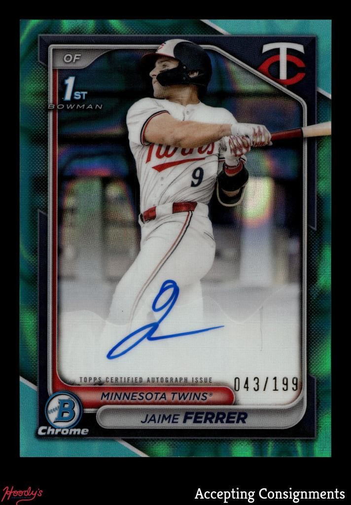 2024 Bowman Chrome Aqua Lava Refractor Jaime Ferrer 1ST ROOKIE RC AUTO 043/199