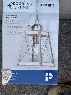 PROGRESS LIGHTING BRADBERRY COLLECTION PENDANT LIGHT ANTIQUE WHITE FARMHOUSE NOB