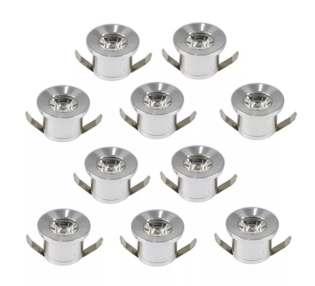 Kit 10 Faretti LED 1W Silver P31: La Luce Bianca che Arreda e Risparmia