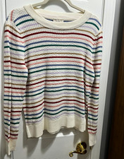 LOFT Outlet Women's Striped Knit Crew Neck Long Sleeve Pullover Sweater L