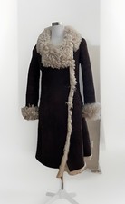 Closed Lammfell Mantel Gr. 36/38 S M Velours Leder Braun Jacke Teddy