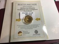 Moneta okolicznościowa DGG Storagestadt Hamburg, 24-karatowa pozłacana, PP