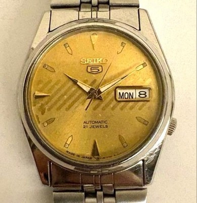SEIKO 5 Automatic Watch 21 Jewels Gold Dial 7S26-3100 From Japan