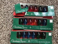 Lot Of 3 Vtg 8 Multicolor Transparent Indoor Outdoor Cool-Lite Bulbs C7 Hill  s