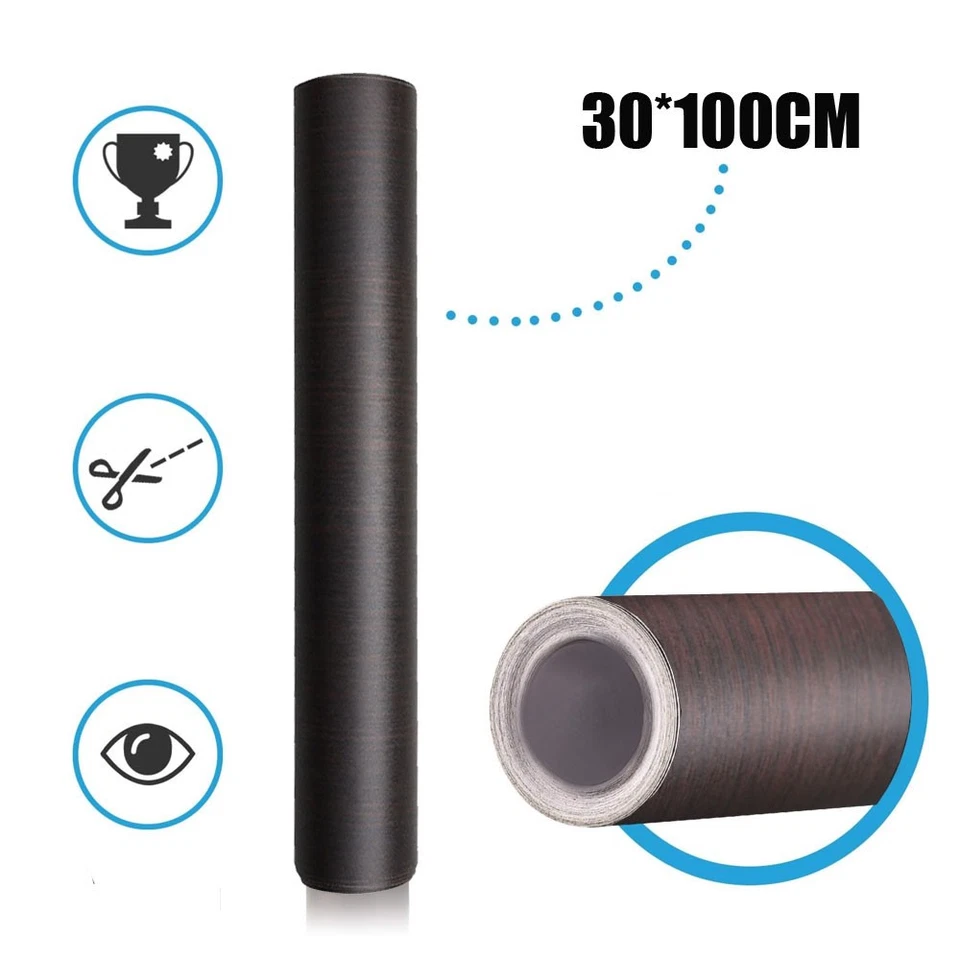 Wood Grain Textured Vinyl Wrap Sticker Car Home DIY Interior Decor Accessories - Image 4 of 4