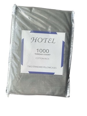 1000 thread count cotton rich two standard pillowcases in a grey color