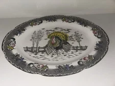 NSP Ironstone 18 X 14 “ Turkey Platter Hand Underglazed Vintage Excellent Cond