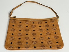 MCM Clutch Pouch Bag Purse in Visetos Original Cognac