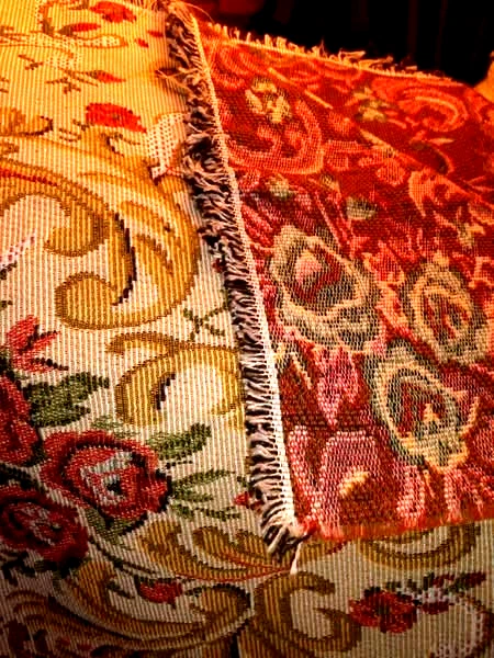 Remnant tapestry upholstery fabric roses tan background cottagecore 35 X 54" - Image 2 of 3