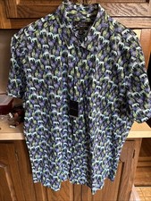 New Marc Anthony Luxury Slim Fit  Blue and Green Zebras Button Down Shirt XL