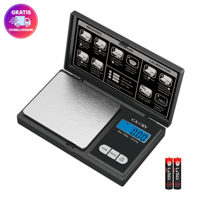Digitalwaage 500g 0,01g Edelstahl Plattform, 6