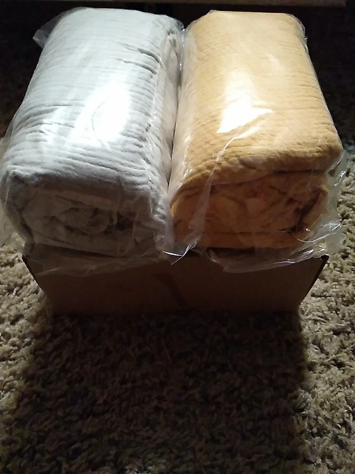 Sábana cuna de muselina amarilla y niebla 2 piezas Foto 3 de 4