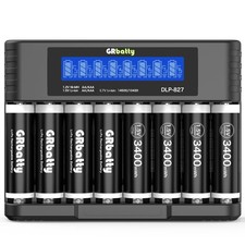 Rechargeable Lithium AA Batteries with Charger, 3400mWh 1.5V High Capacity, 1...