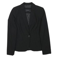 ZARA BASIC Donna Giacca Nera XS Poliestere Misto Bottoni Chiusura Classico Fit