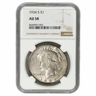 1934S Silver Peace Dollar $1 NGC AU 58