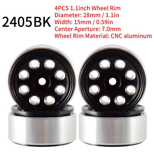 4x Cerchi Beadlock in Metallo Ruota 1,1" per RC Crawler Auto TRX4M 1/24 Assiale SCX24 RGT - Foto 27 di 27