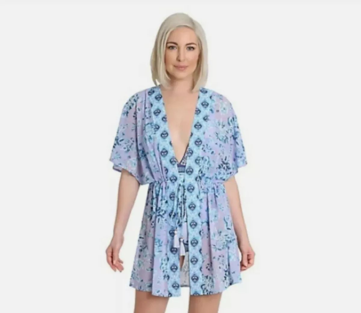 Nanette Lepore Swim Cover Up Kayla Tie Front Caftan Kaftan Dress Size XS NWT