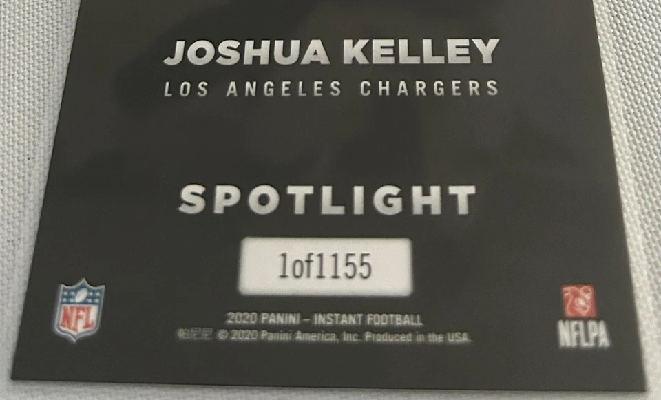 2020 Panini Instant Football Joshua Kelley Los Angeles Chargers Rookie Spotlight - Image 4 of 4