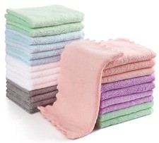 24-Pack Baby Washcloths Microfiber Coral Fleece Towels Soft Absorbent Wash Cloth