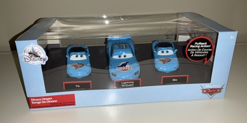 Disney Store Cars Dinoco Dream Pullback Druckguss 3er-Pack Lightning McQueen Neu