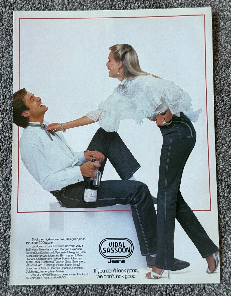 Rare Vintage 1980 Magazine Advert Picture Vidal Sassoon Denim Jeans Ad 80 s