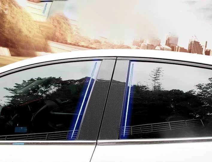 6x For Cadillac CT6 2016-2020 ABS Carbon Fiber Window BC Pillar Post Cover Trim - Imagem 4 de 4