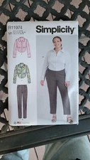 Simplicity R11974 Zip UpCrop Top with collar and  Pants Sew Pattern Sz 10-18
