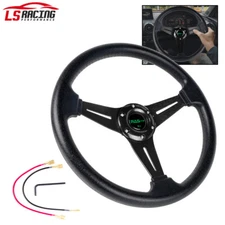 Black 14inch Universal Aluminum Racing Steering Wheel Drifting Deep Dish 6 Bolt