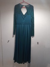 Look ELEGANT! New lace green long dress for special occasions size 10