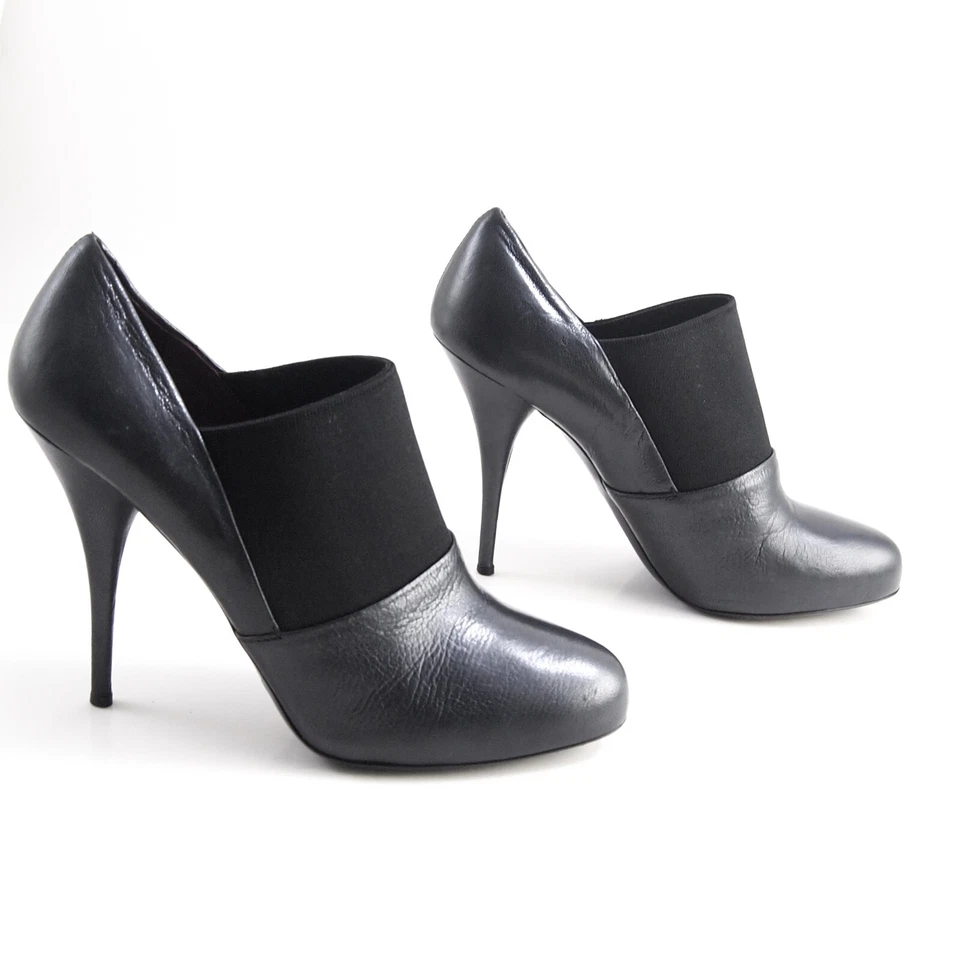 Botines Miu Miu Tacones De Cuero Negro Para Mujeres Talla US 9 EU 39 - Imagen 4 de 4