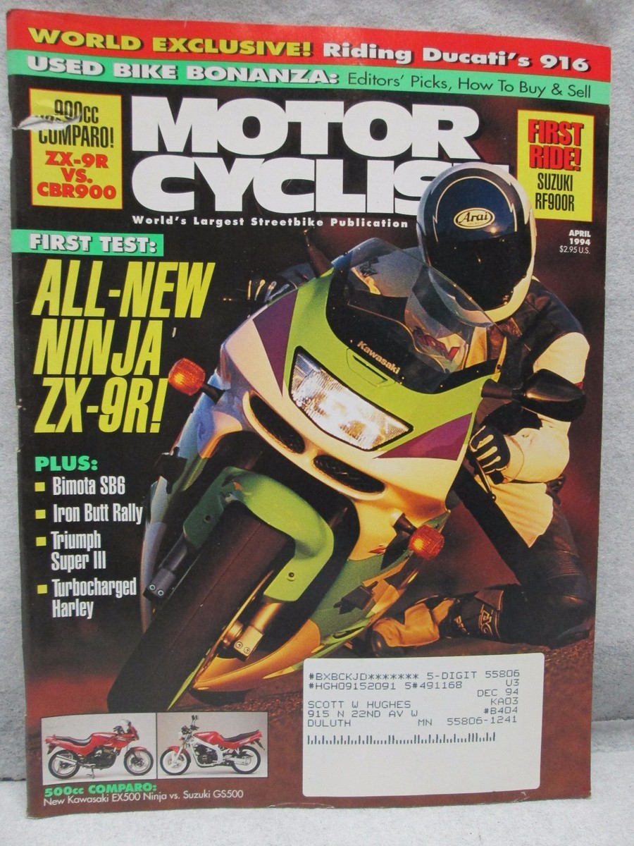 Motor Cyclist Motorcyclist Magazine April 1994 Ninja ZX-9R