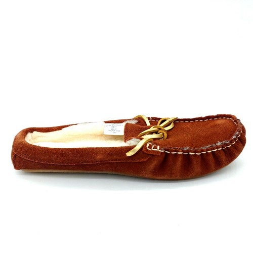Moccasin Slippers Suede Shearling Lined 