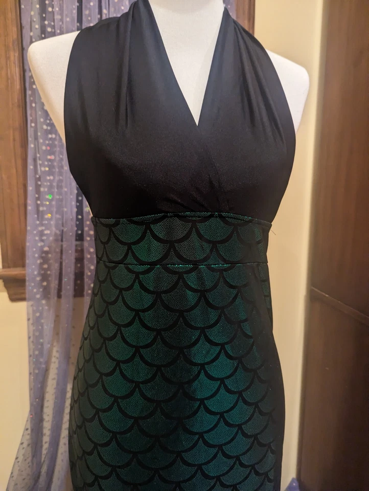 Sexy Mermaid Halloween Halter Green Hologram Tail Costume Dancer Fits Small S/M - Image 3 of 4
