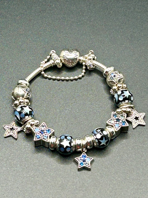 Pandora Armband 925er Silber besondere Charms Thema Sterne Perlmuttmosaik