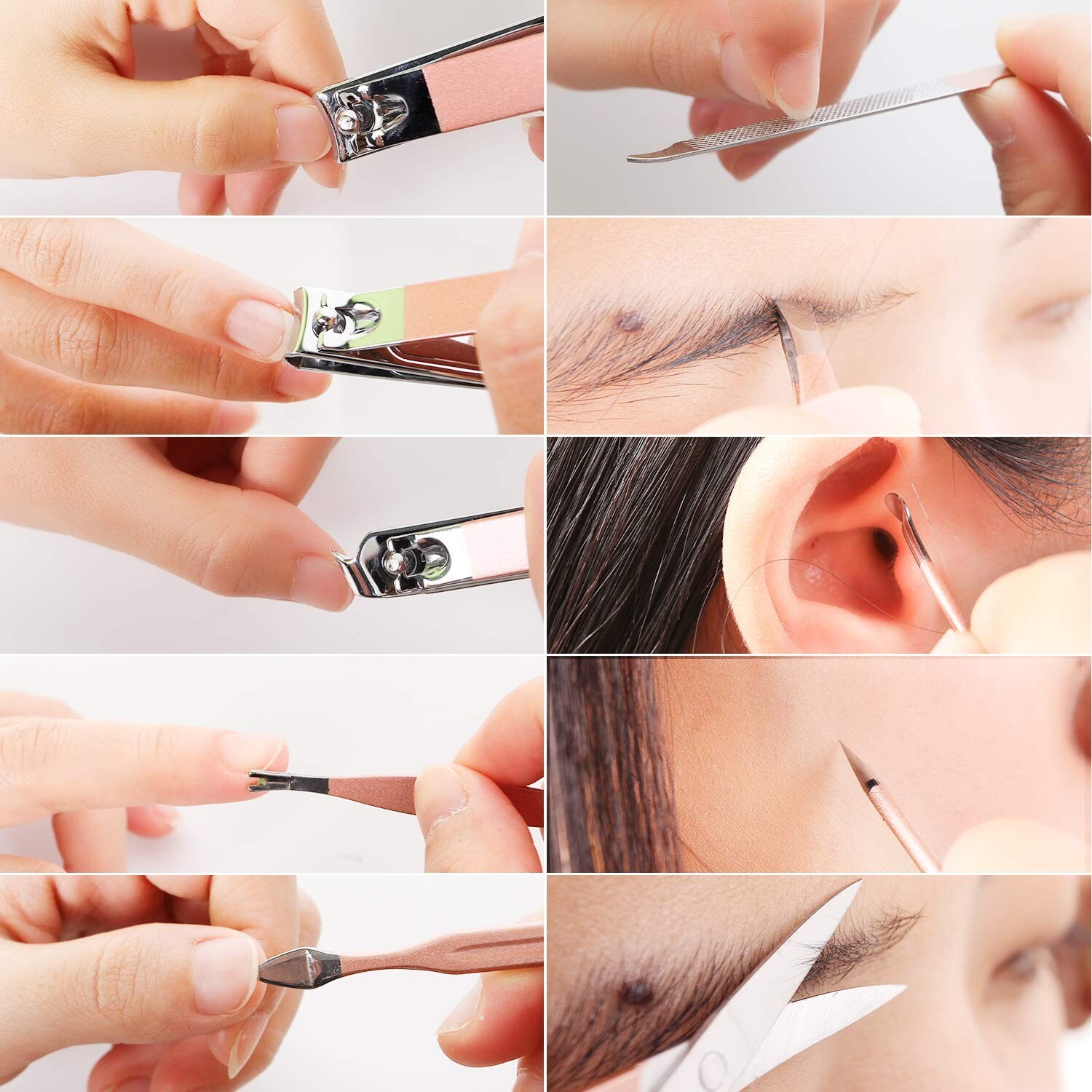 10pcs Pink Manicure Set Travel Nail Clippers Kit Pedicure Care Tools Fits Gift