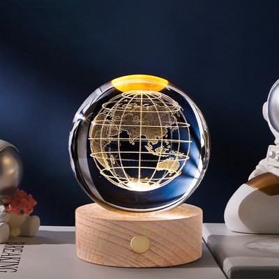 3D Crystal Ball 80mm USB Rechargeable Engraved Globe Sphere Z8U3