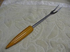 Vintage SERVING/CARVING/MEAT FORK Utensil ANDROCK "BULLET" BUTTERSCOTCH Bakelite