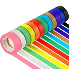 12PCS Colored Masking Tape, Kids Art Supplies Colored Tape, DIY Craft Tape, Colo