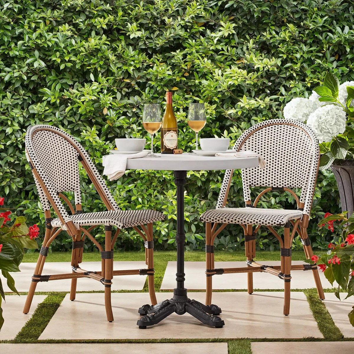French Bistro Chairs Piece Wicker Bistro Set Outdoor Member's Mark
